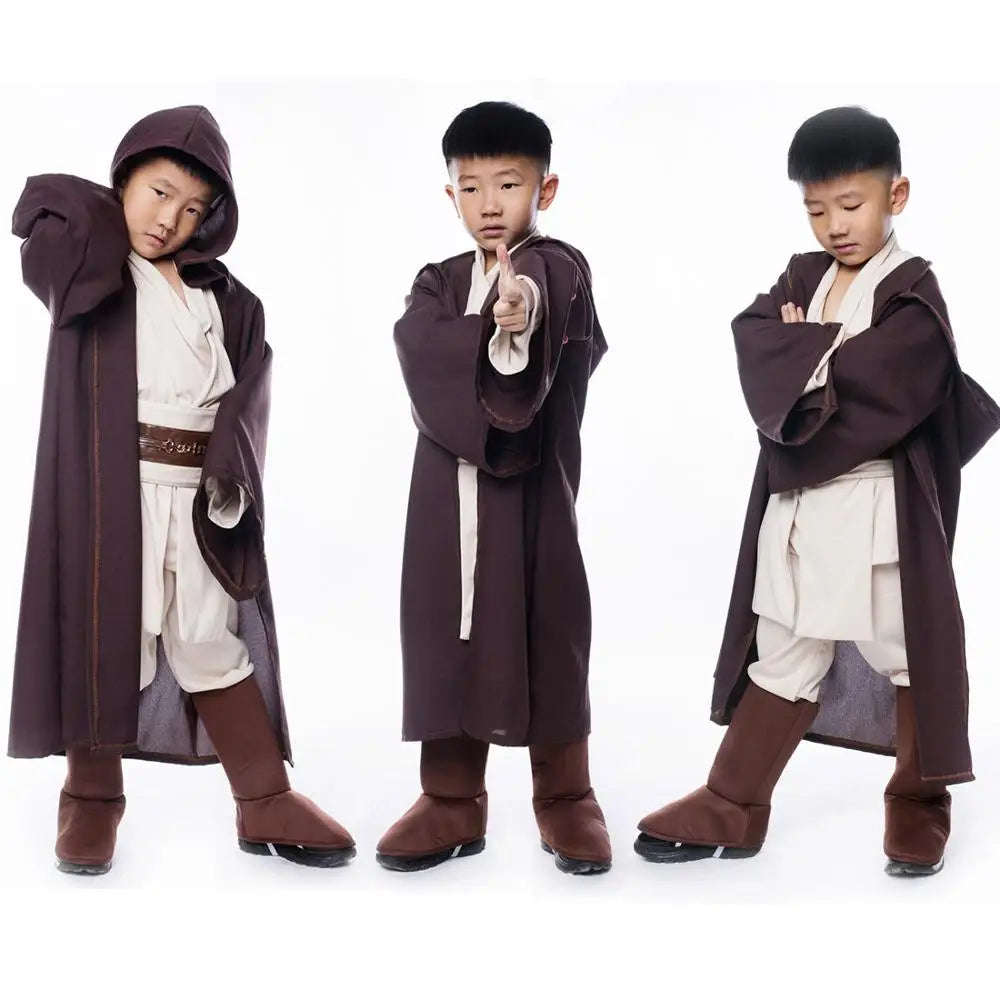 Boys Deluxe Movie Wars Wars Jedi Warrior Cosplay Costume Anakin Skywalker Costume Tunic for Children Kids Boys Halloween Costume