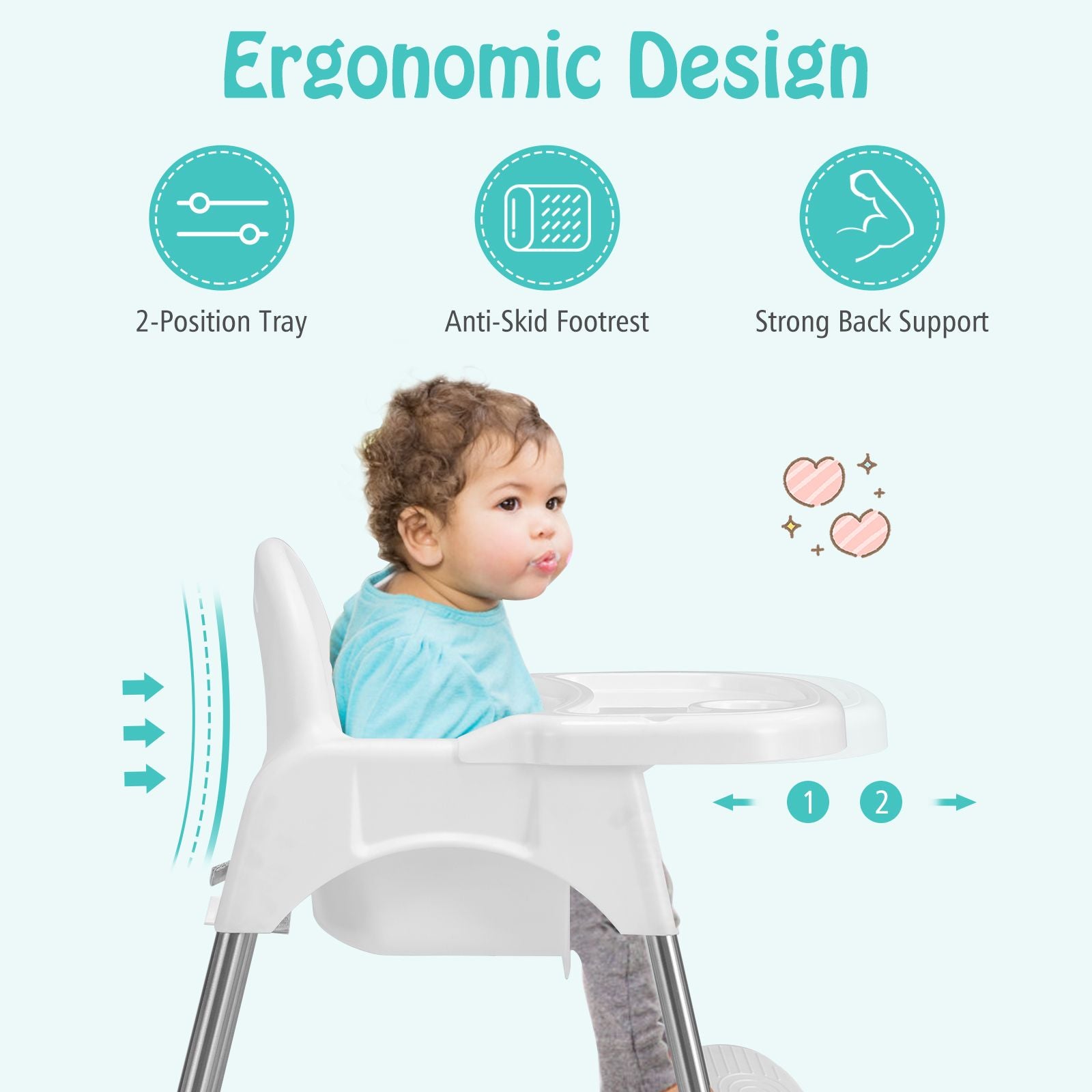 4 in 1 Adjustable Baby High Chair with Double Removable Tray