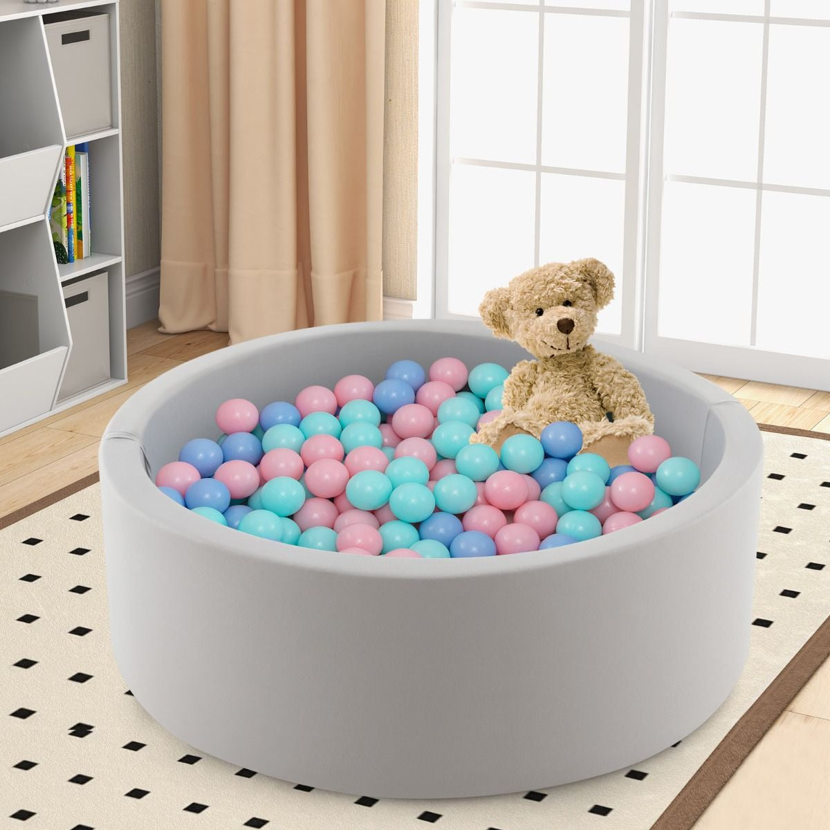 90 X 30Cm Soft round Ball Pool for Toddlers and Baby with 200 Ocean Balls and Storage Bag